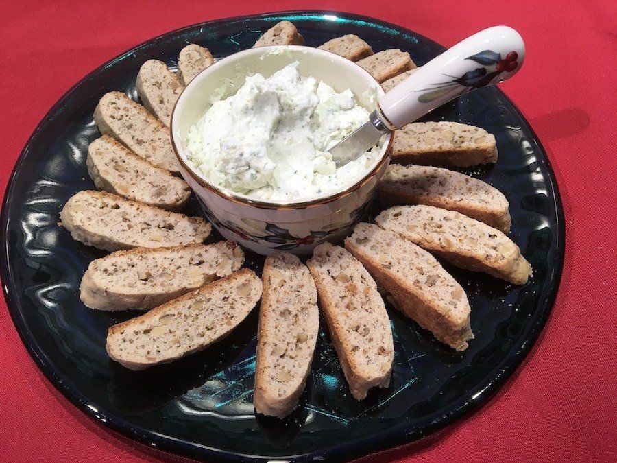 Savory Biscotti with Herbed Cheese Spread